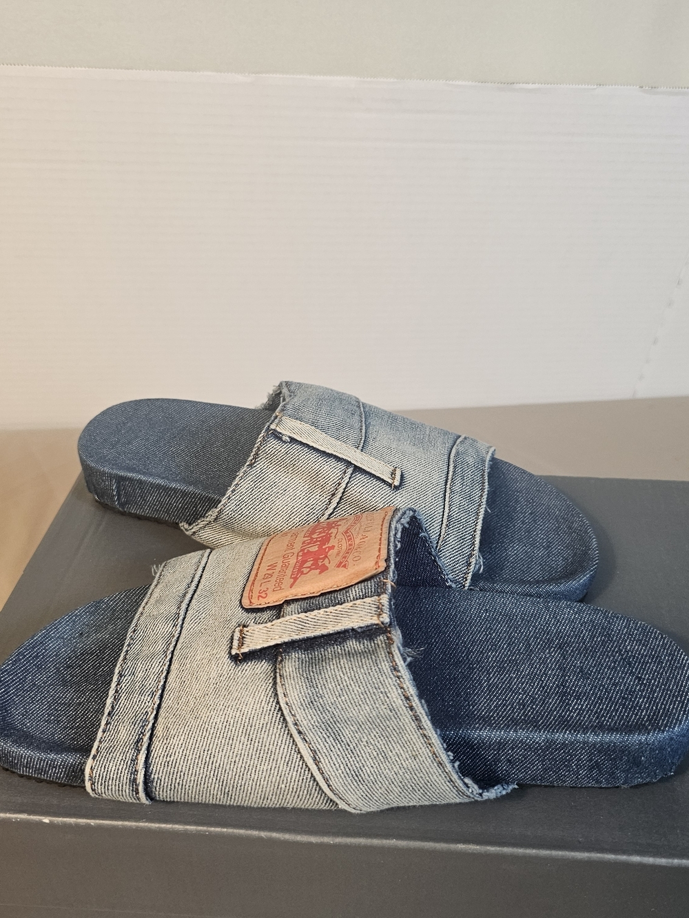 Custom Upcycled Levi’s Denim Slides Reworked Jean Sandals - Picture 3 of 9